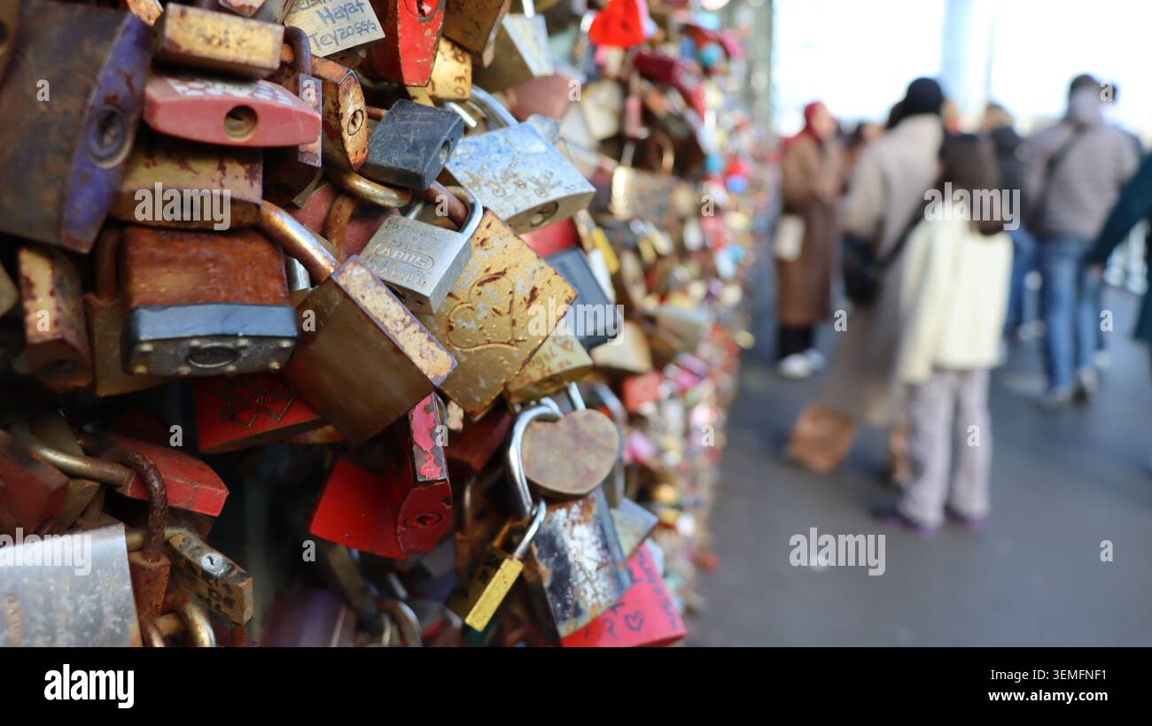 Love Locks on Hohenzollern Bridge, Cologne Stock Photo