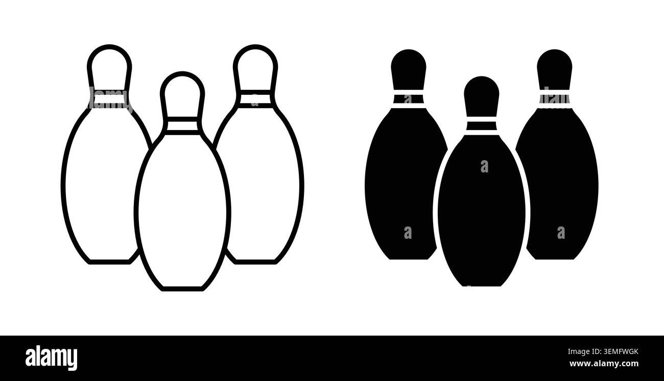 Bowling pins icon Illustration designs pack for Web. Stock Vector