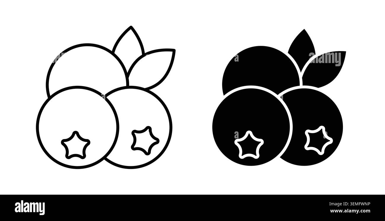 Blueberries icon Illustration designs pack for Web. Stock Vector