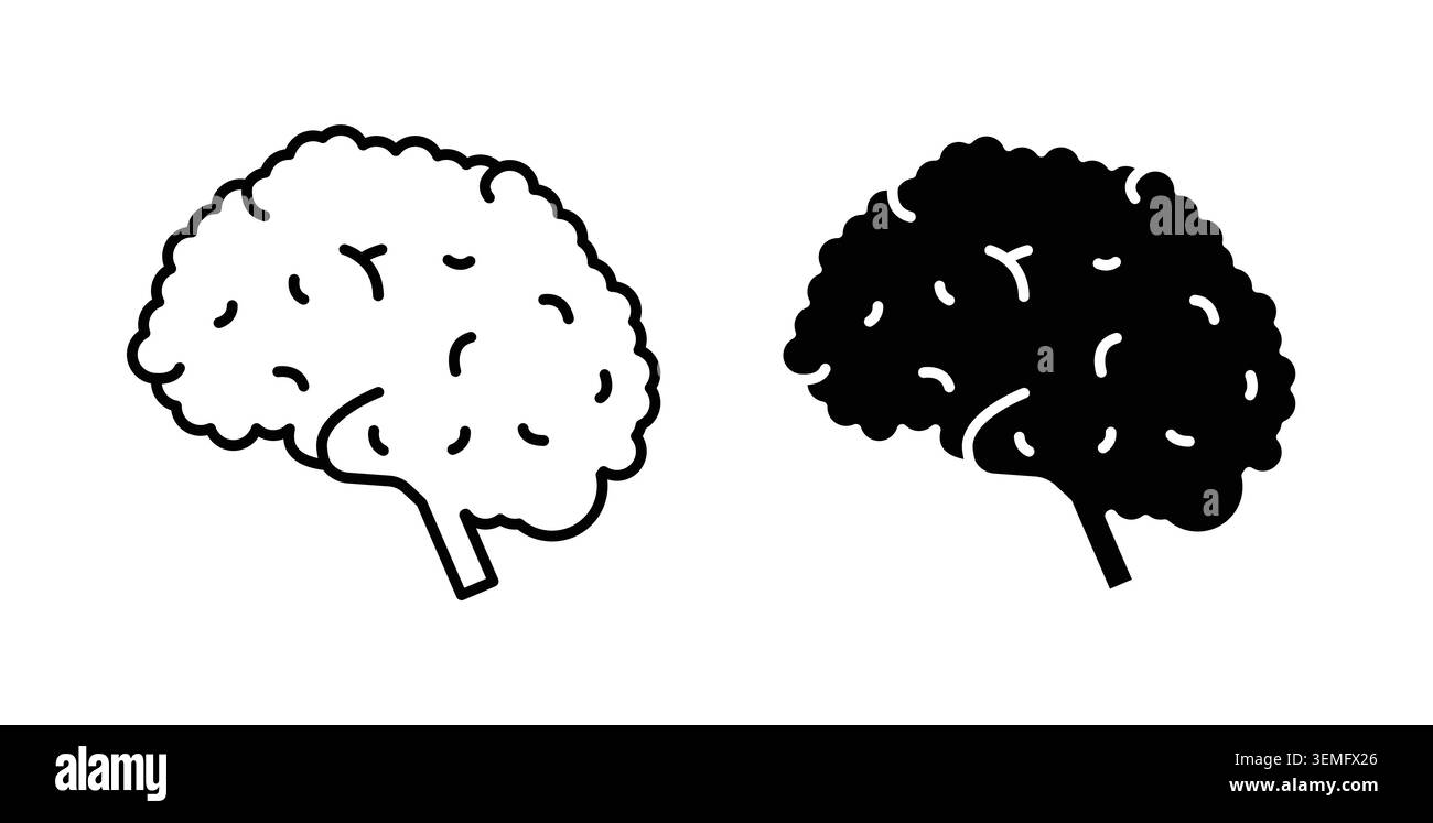 Brain icon Illustration designs pack for Web. Stock Vector