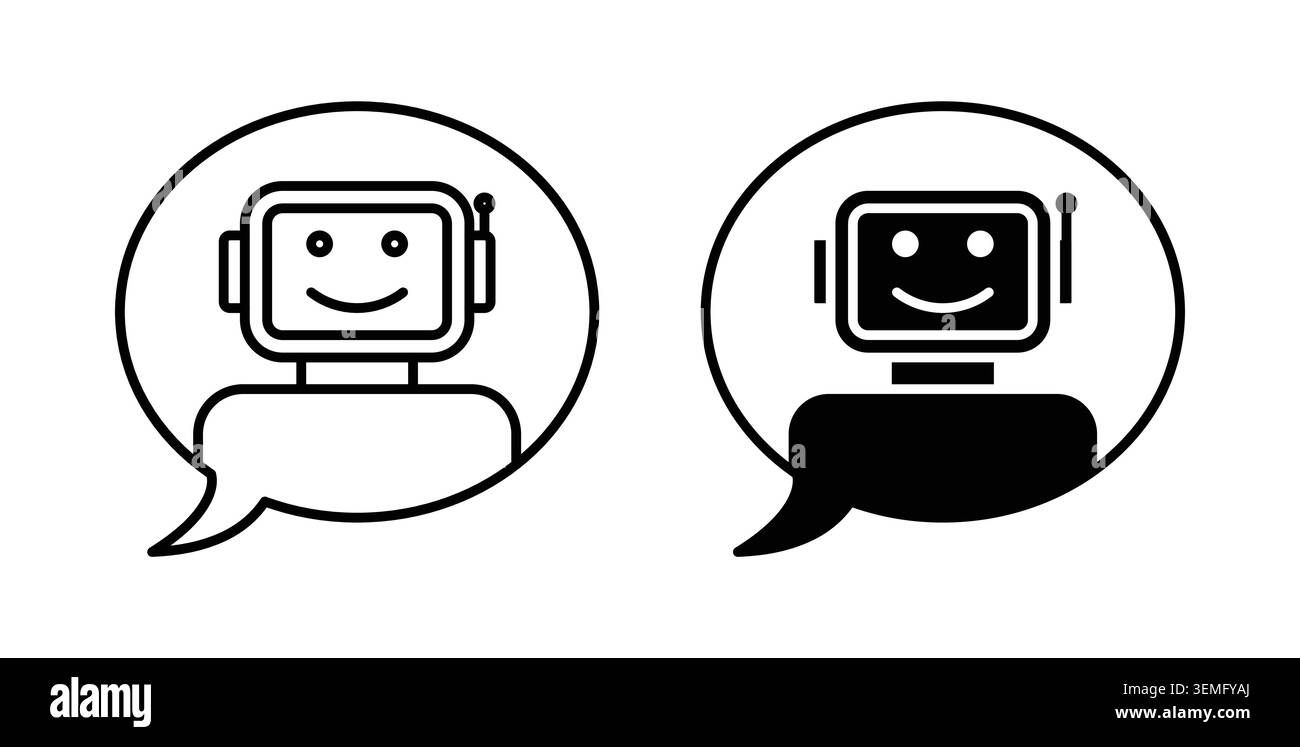 Chatbot speech bubble icon Illustration designs pack for Web. Stock Vector