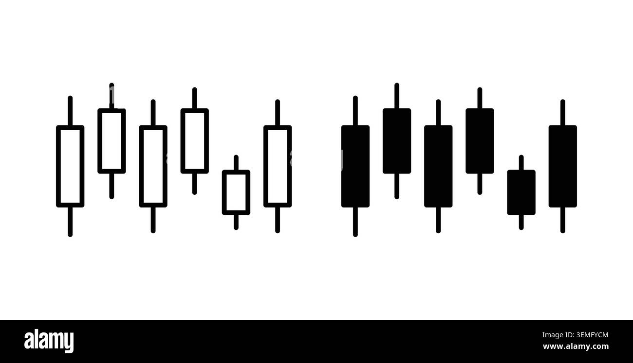 Chart candlestick icon Illustration designs pack for Web. Stock Vector
