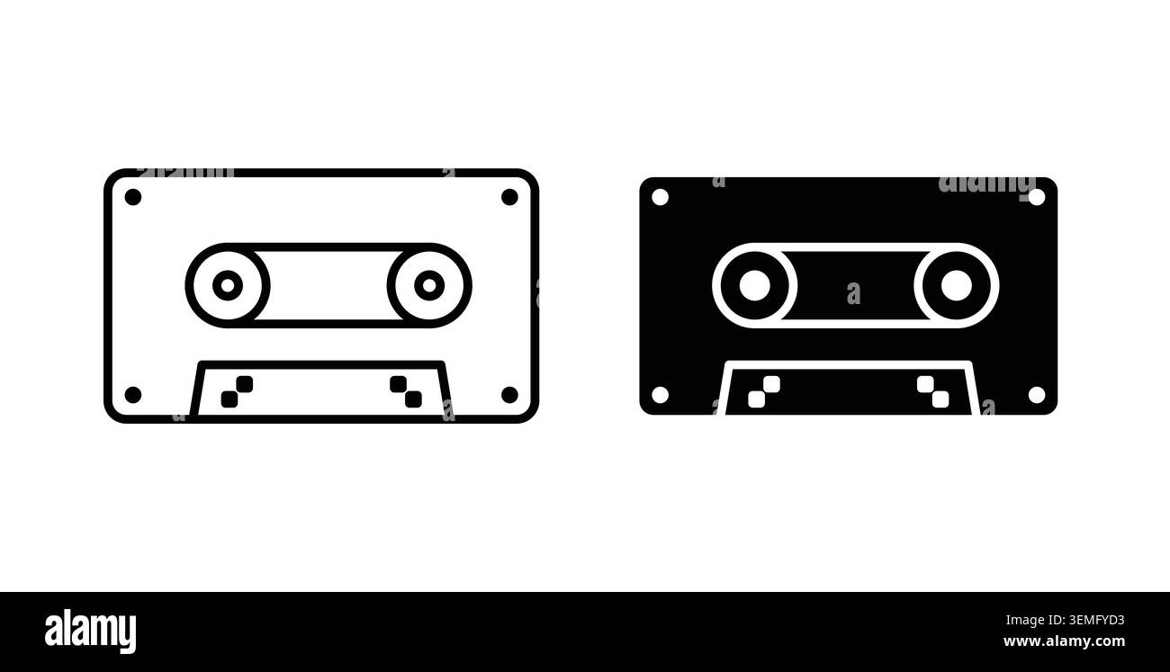 Cassette tape icon Illustration designs pack for Web. Stock Vector