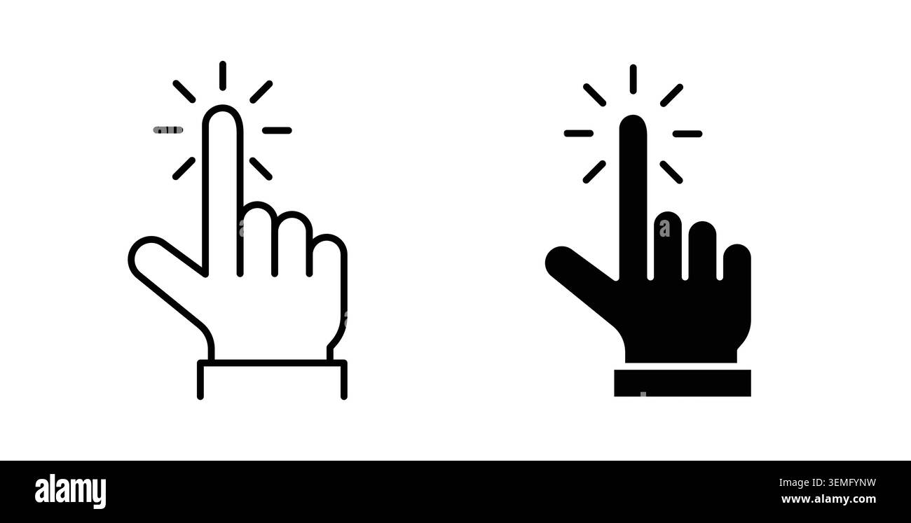 Clicking finger icon Illustration designs pack for Web. Stock Vector