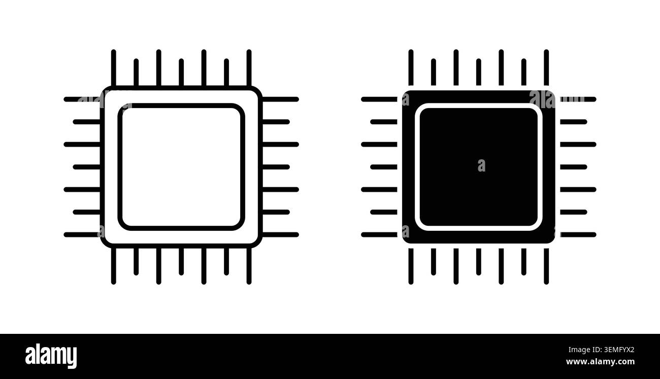 Computer chip icon Illustration designs pack for Web. Stock Vector
