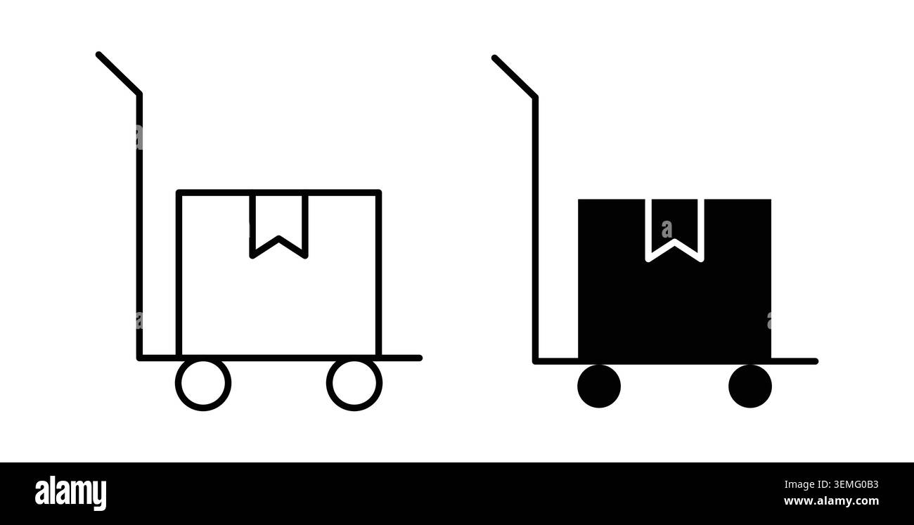 Dolly flatbed icon Illustration designs pack for Web. Stock Vector