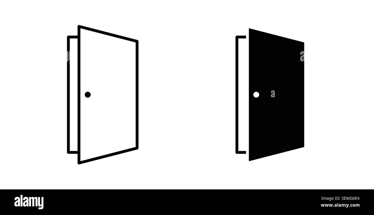 Door closed icon Illustration designs pack for Web. Stock Vector