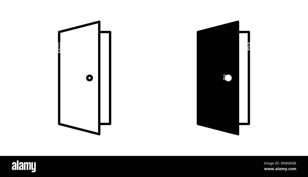 Door open icon Illustration designs pack for Web. Stock Vector