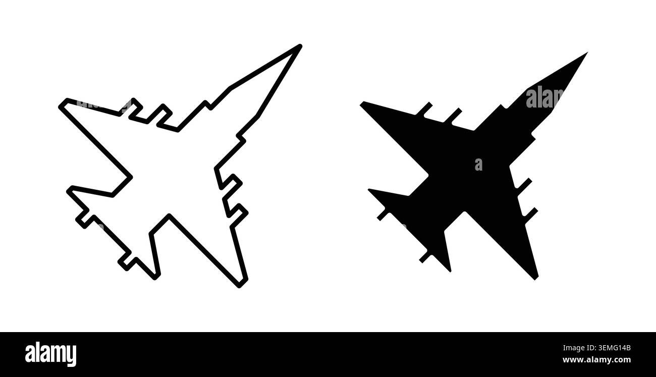 Fighter jet icon Illustration designs pack for Web. Stock Vector