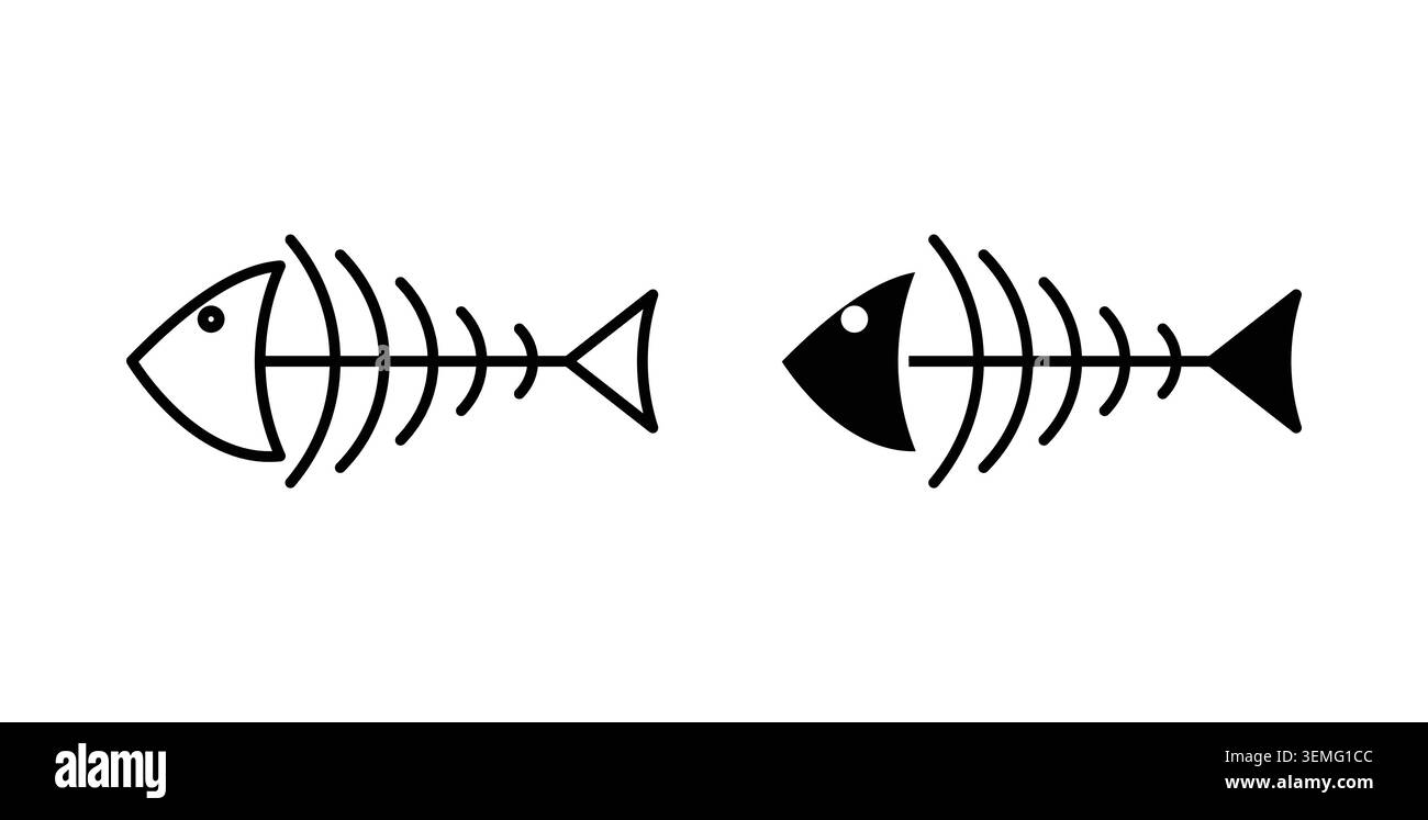 Fish bones icon Illustration designs pack for Web. Stock Vector