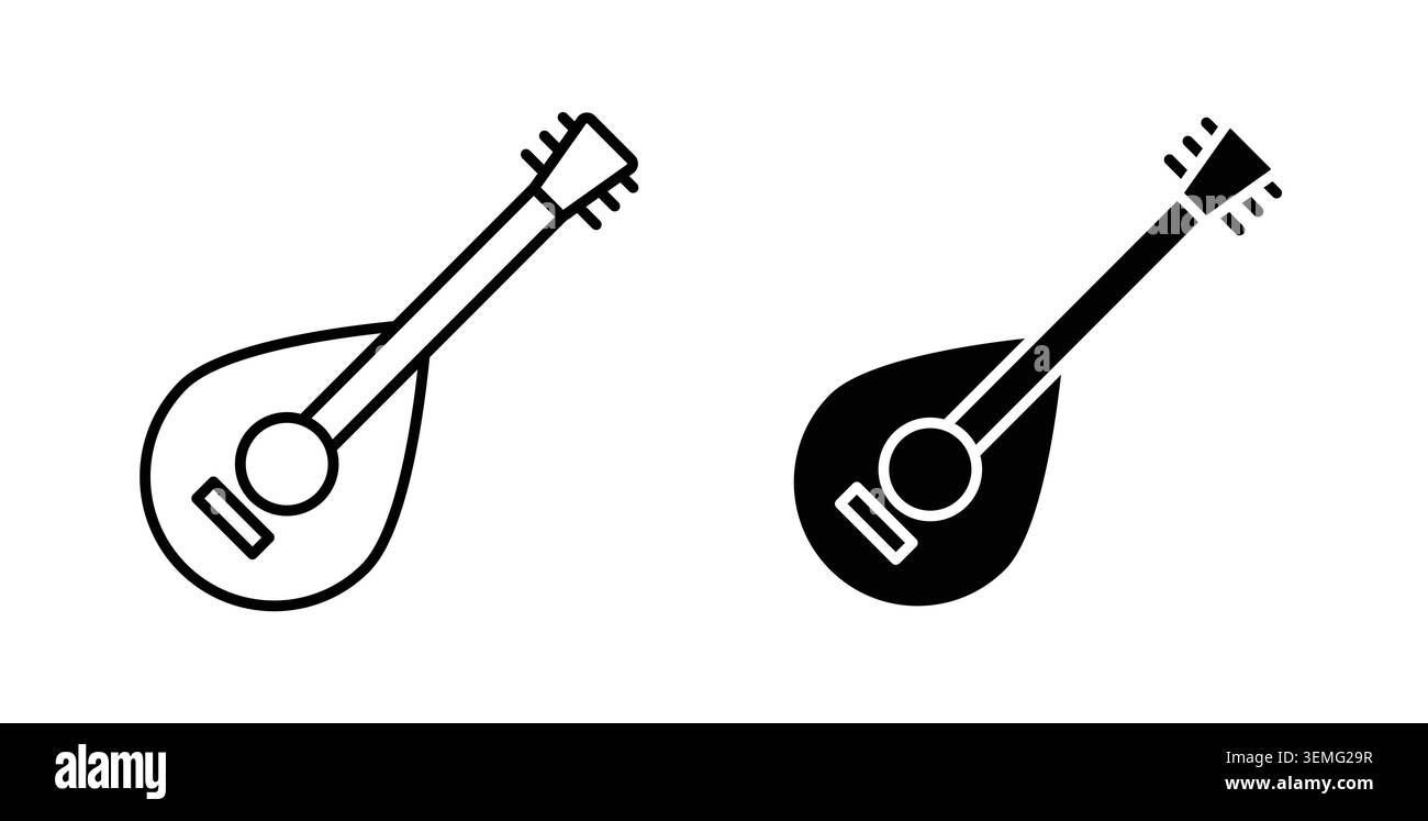 Mandolin icon Illustration designs pack for Web. Stock Vector