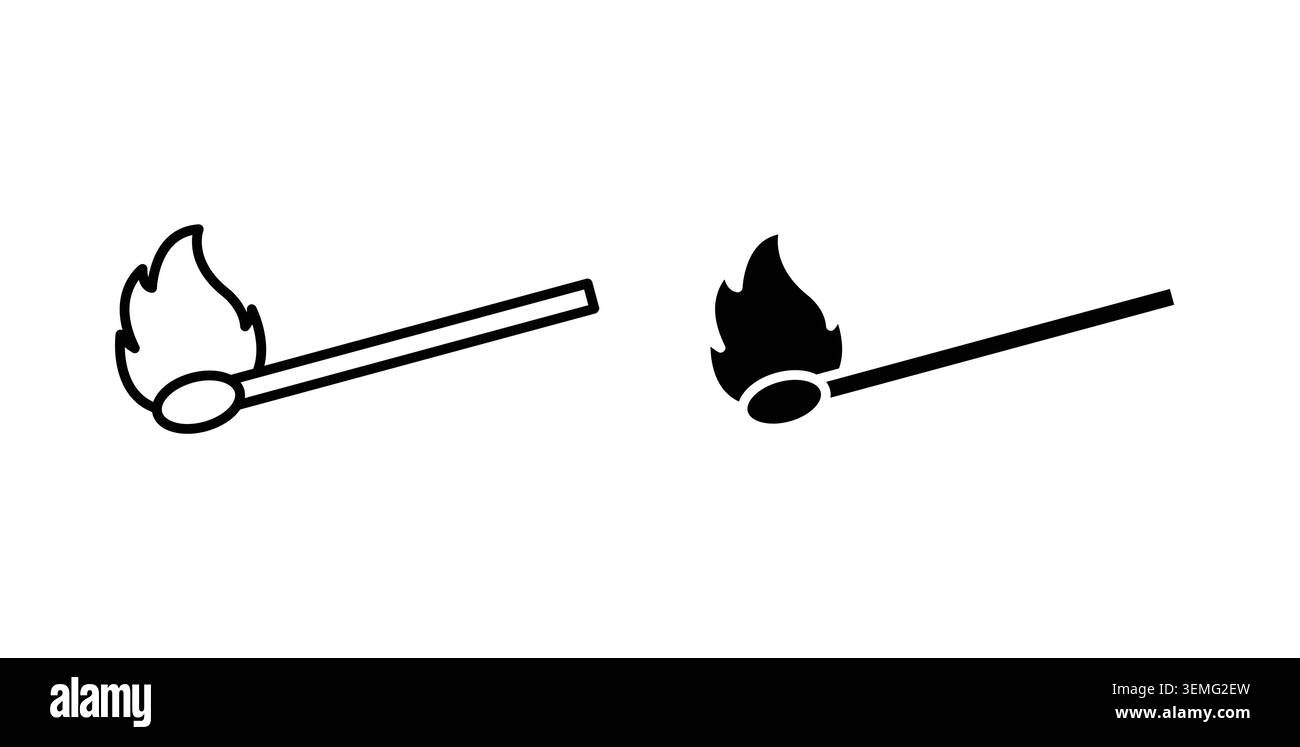 Match fire icon Illustration designs pack for Web. Stock Vector