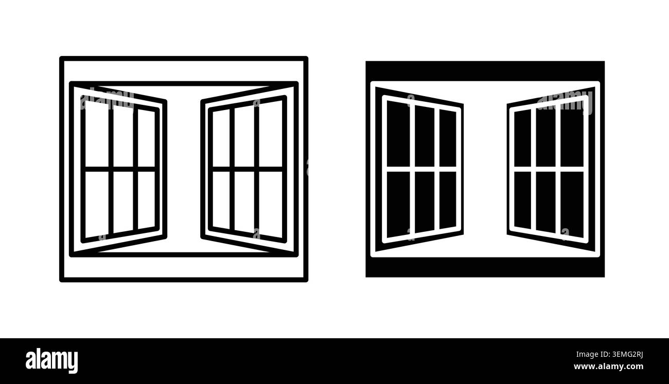 Open window icon Illustration designs pack for Web. Stock Vector