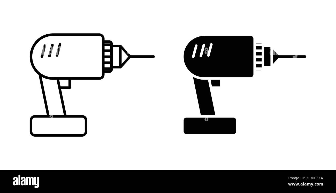 Power drill icon Illustration designs pack for Web. Stock Vector