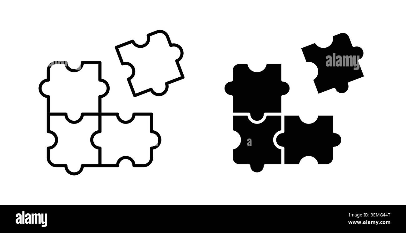 Puzzle pieces icon Illustration designs pack for Web. Stock Vector