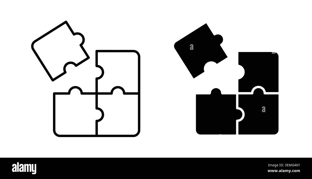 Puzzle pieces icon Illustration designs pack for Web. Stock Vector