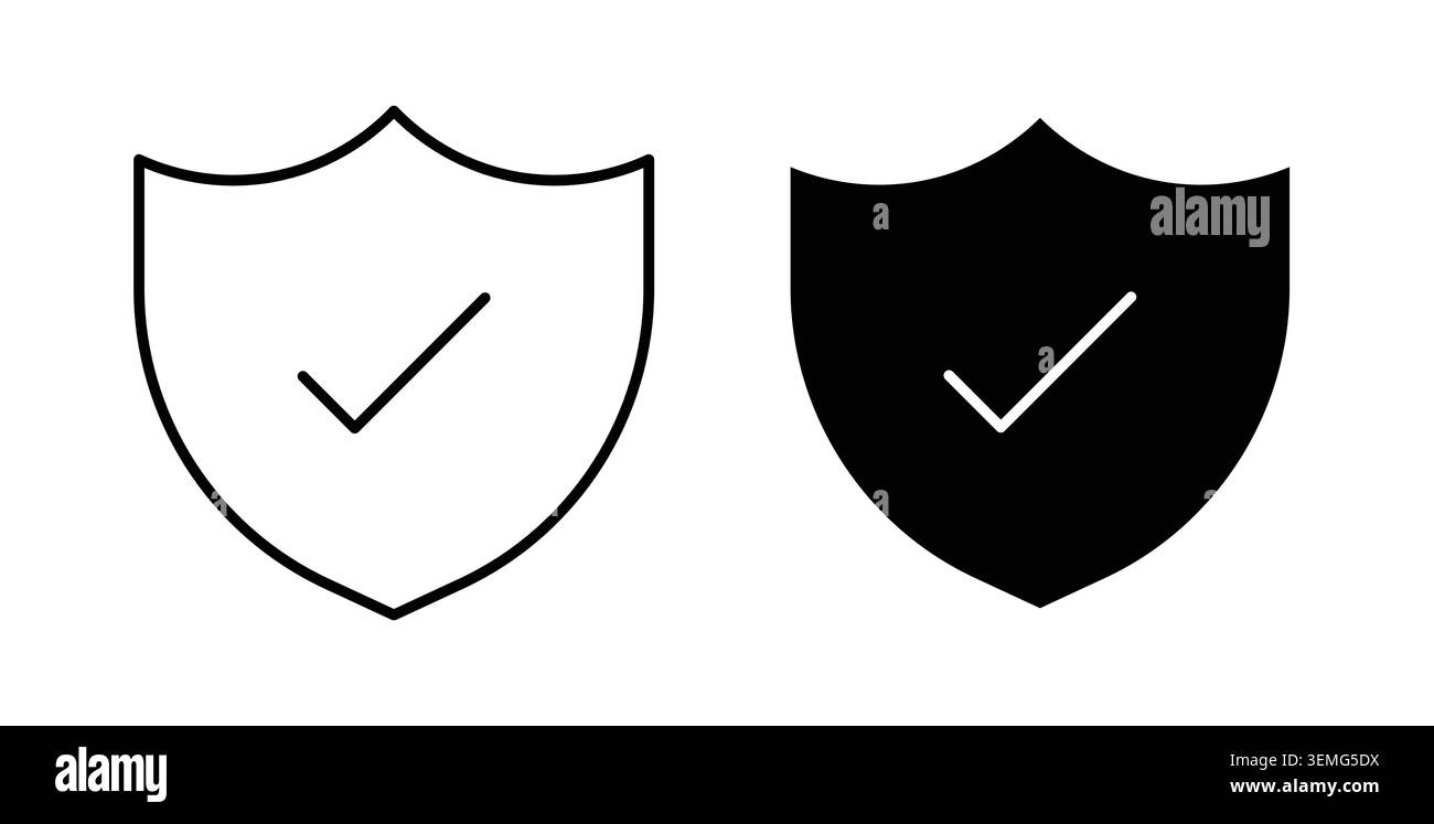 Shield check mark icon Illustration designs pack for Web. Stock Vector