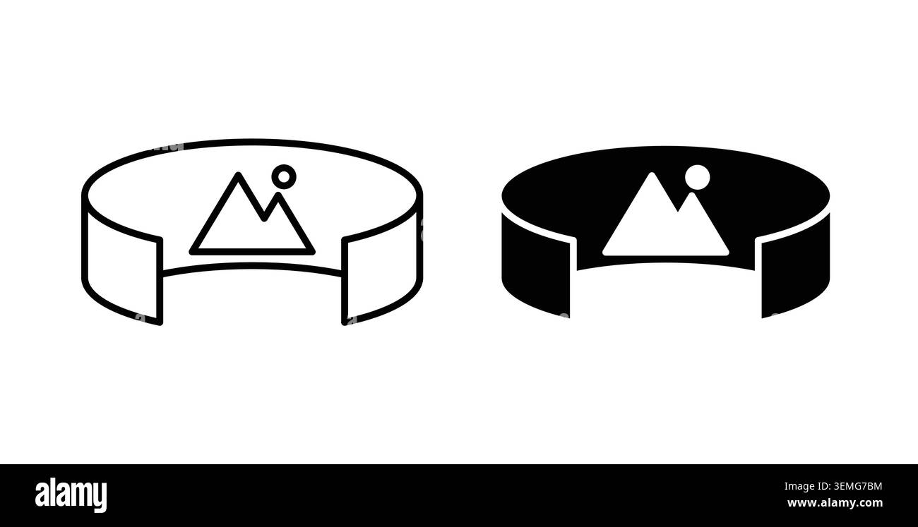 Tour virtual icon Illustration designs pack for Web. Stock Vector