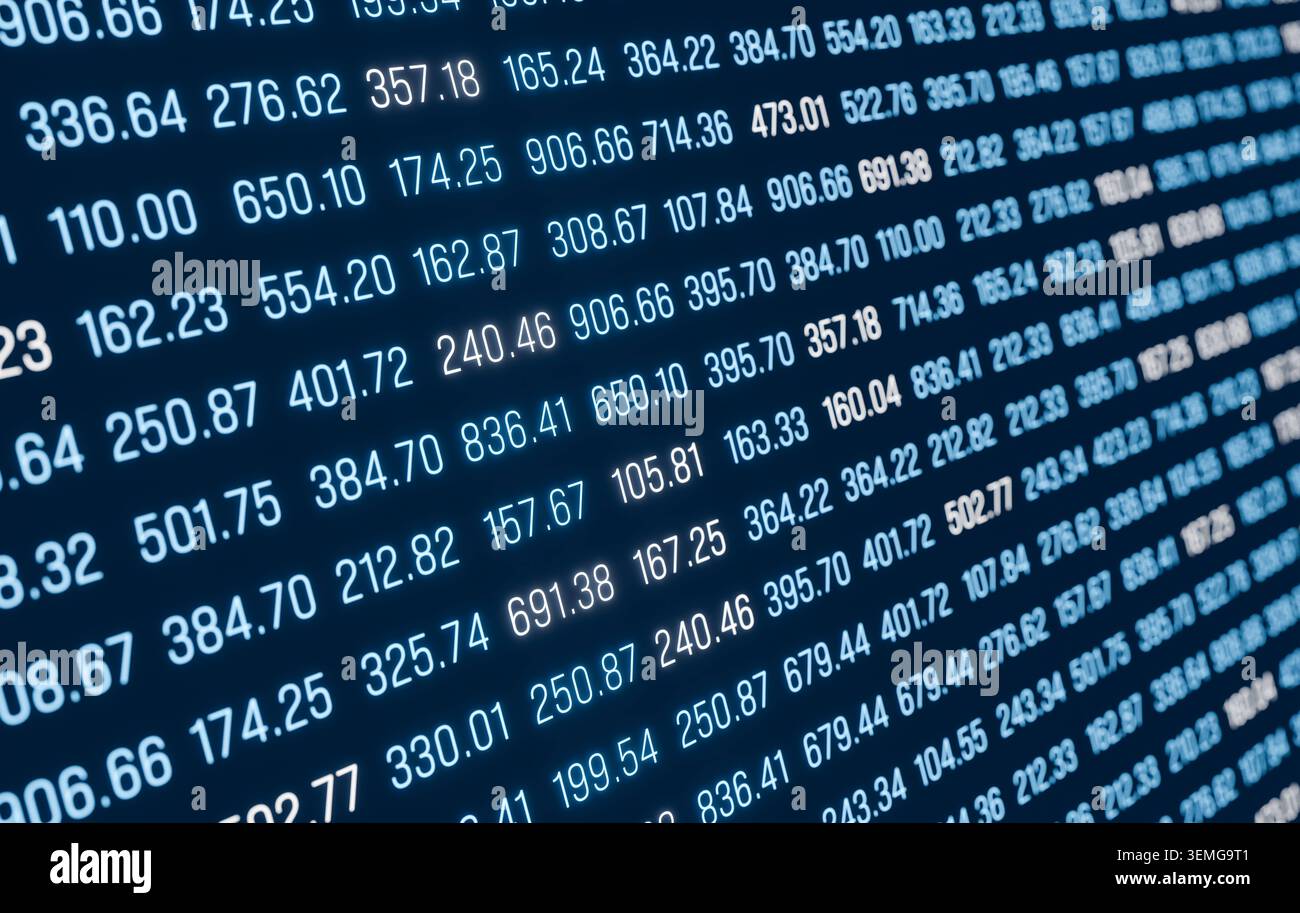 Big data processing, running figures on a screen, deep learning, artifial intelligence. Big data processing, running figures on a screen, deep learnin Stock Photo