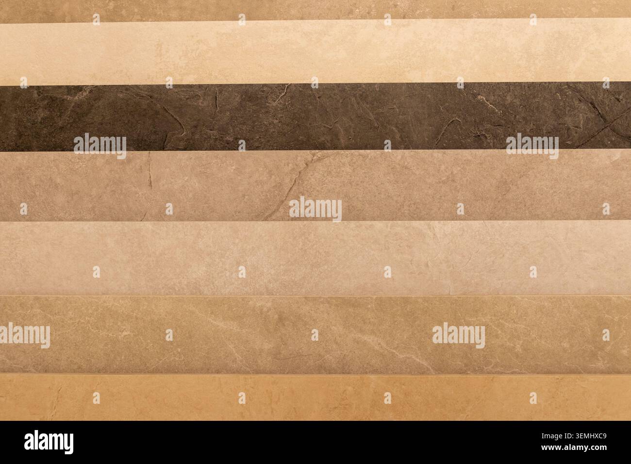 Modern Ceramic Wall Tiles Pattern with Mixed Earth Tone Horizontal Stripes Stock Photo