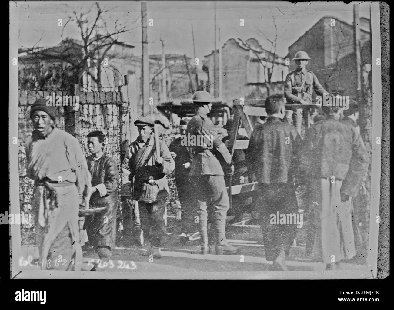 A press photograph commissioned by Agence Rol records British troops in ...
