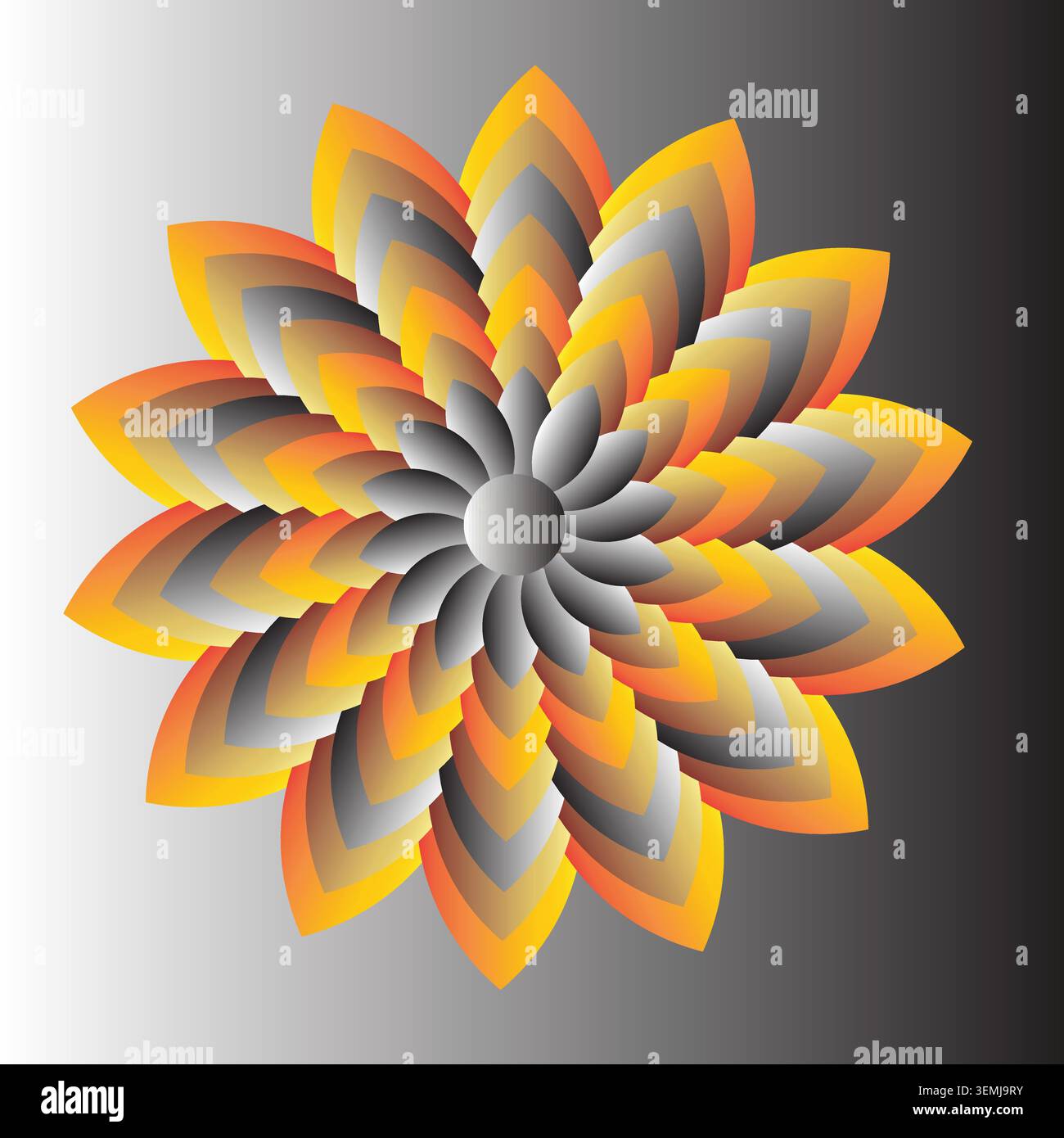 Modern Gradient Floral Mandala Vector with Layered Petal Design Stock Vector
