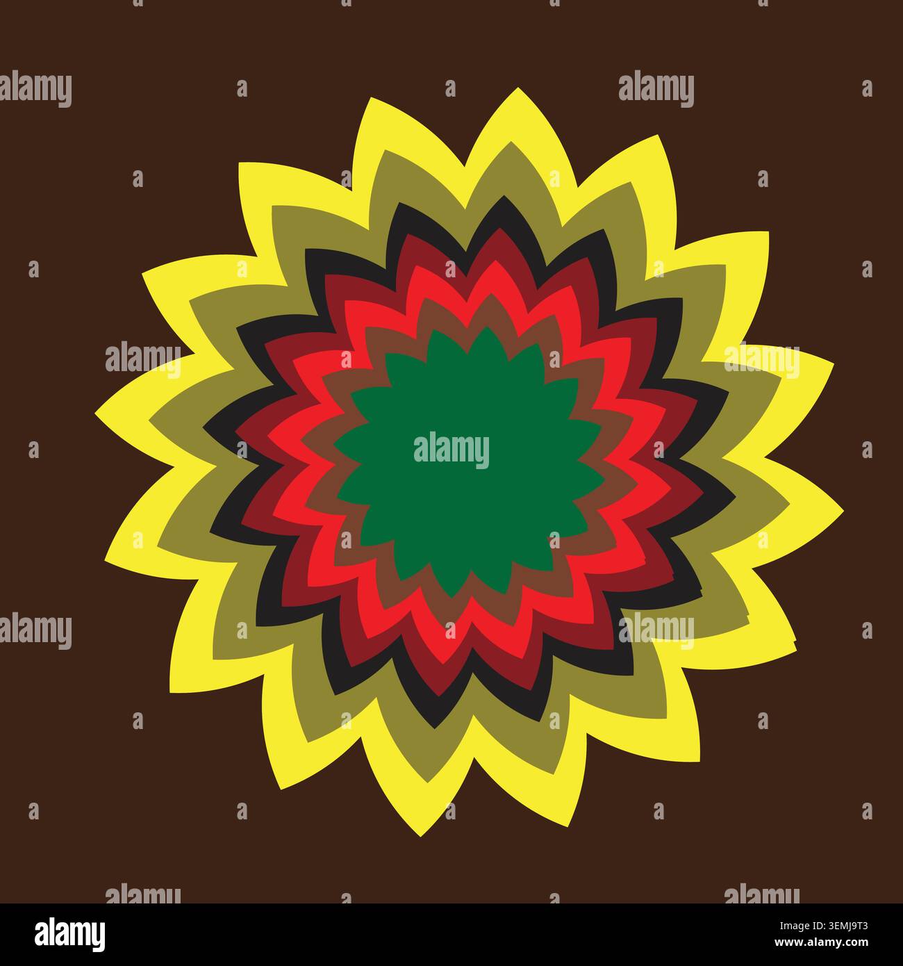 Abstract Colorful Mandala Flower Vector Illustration with Geometric Symmetry Design Stock Vector