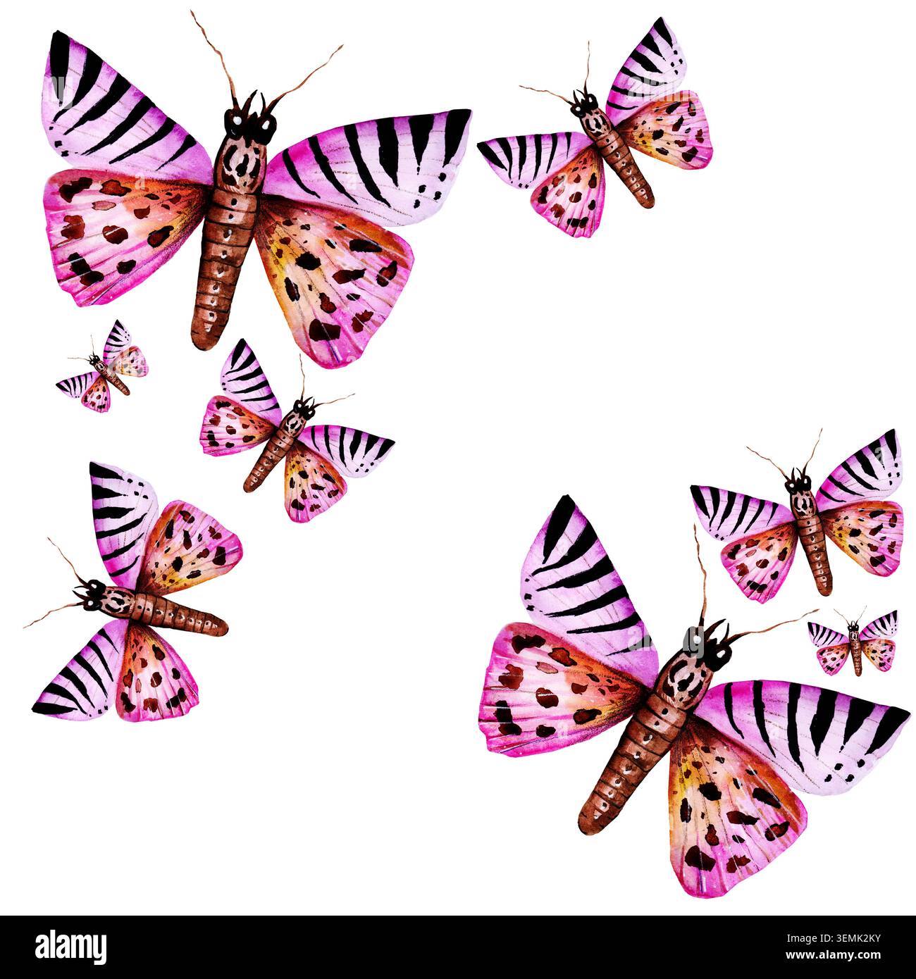 Hand drawn watercolor butterflies seamless pattern Stock Photo