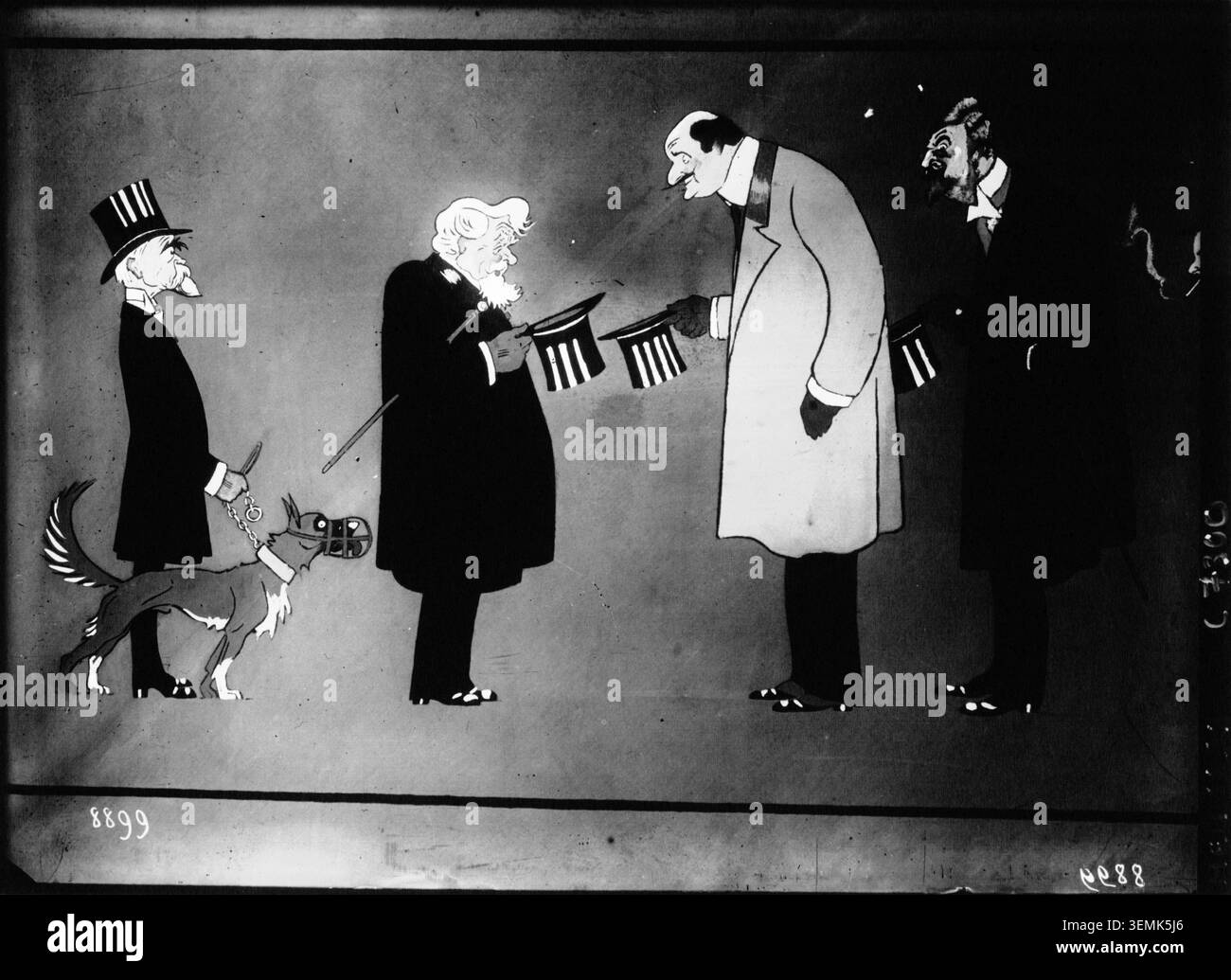 A 1910 press photograph by Agence Meurisse relates to friezes by Mich for Continental Constructeur and includes Armand Fallières and Louis Lépine. The monochrome news image connects artistic work with identified public figures. Stock Photo