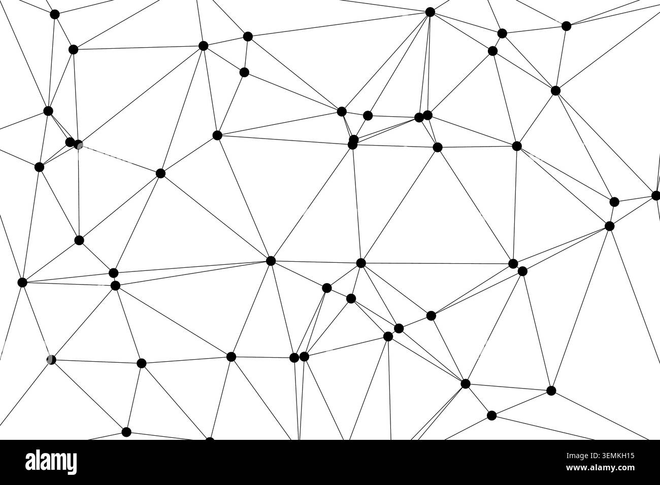Abstract network pattern with many nodes connected by lines. Digital design. Modern web graphic. Minimalist science concept. Stock Vector