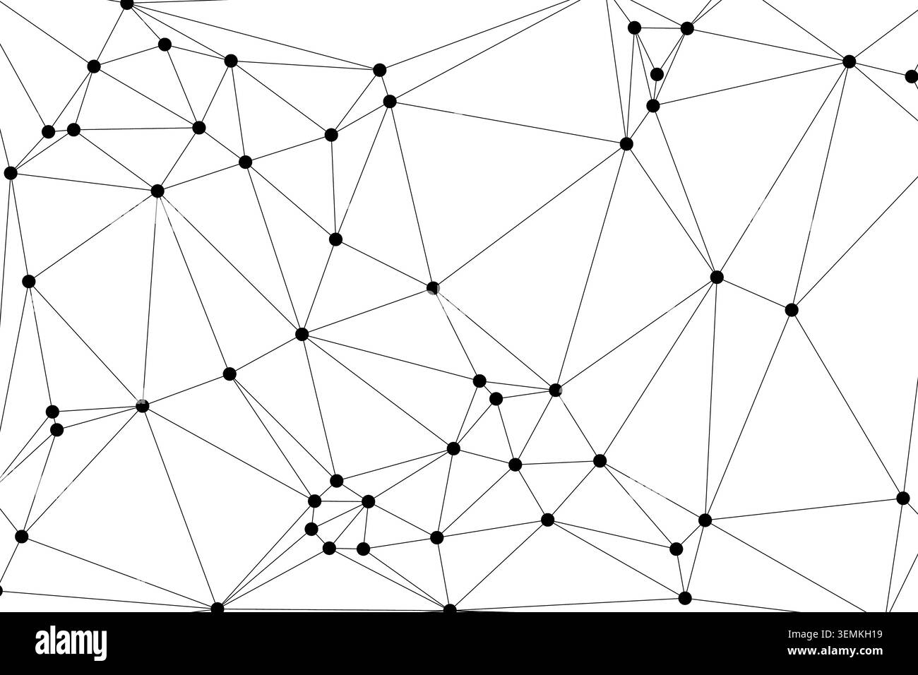 Complex abstract background featuring dense network of connected points and lines. Geometric digital pattern representing data or communication. Scien Stock Vector