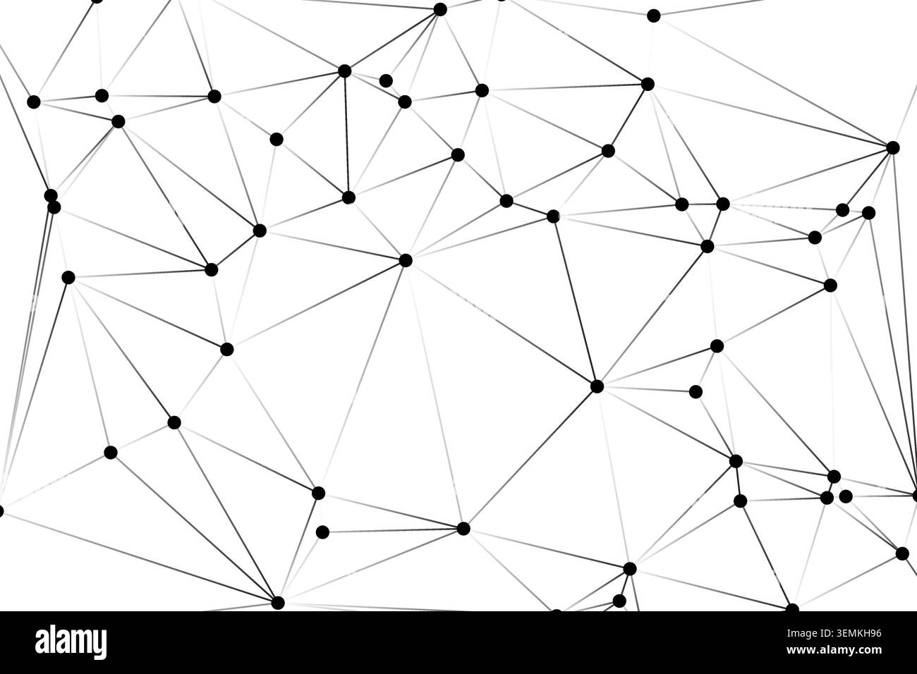 Geometric network with connected points and varying line shades. Modern abstract background. Digital data visualization. Science concept. Stock Vector