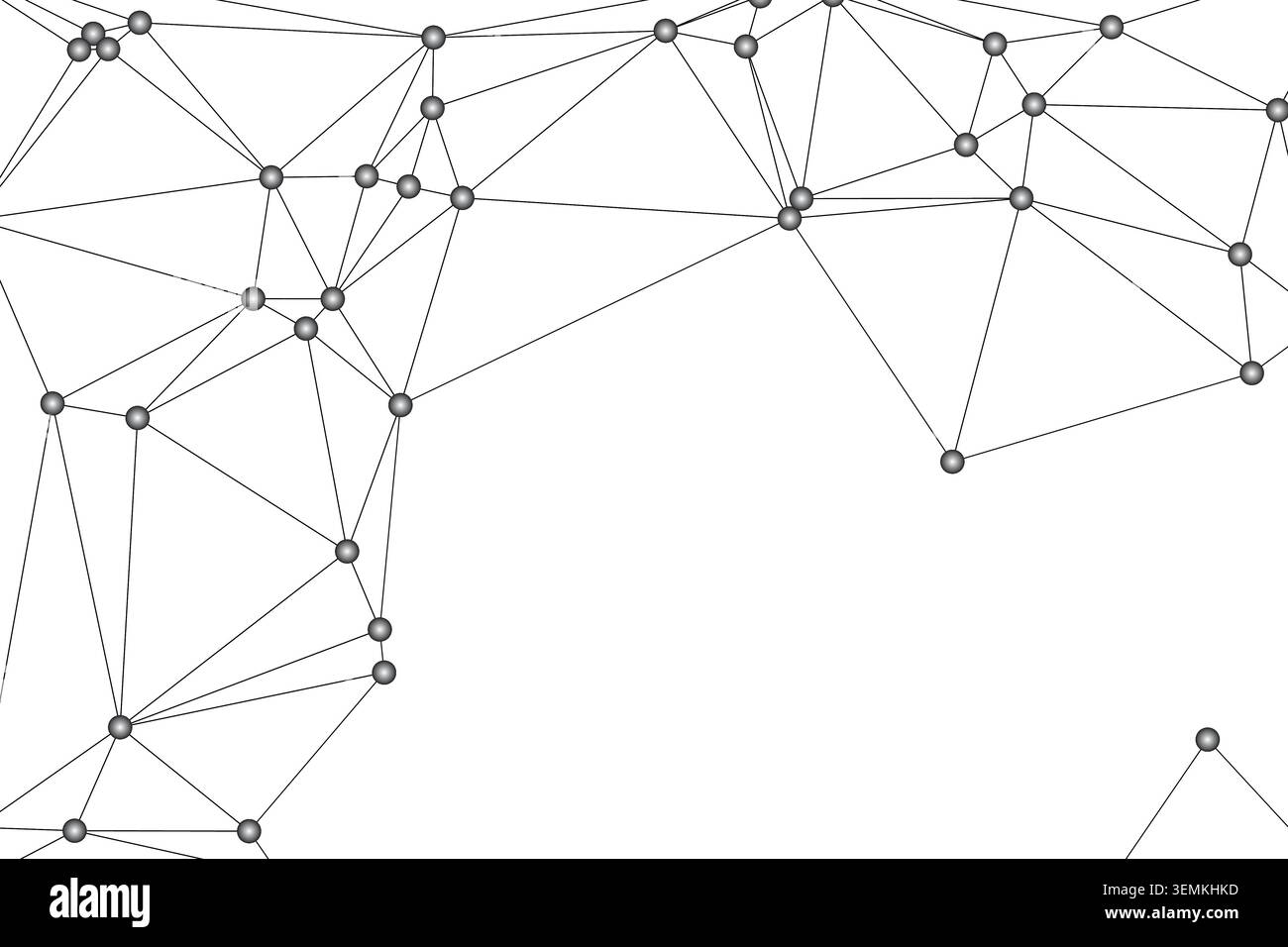 Interconnected nodes and lines create abstract geometric network. Digital connection concept. Technology background. Stock Vector