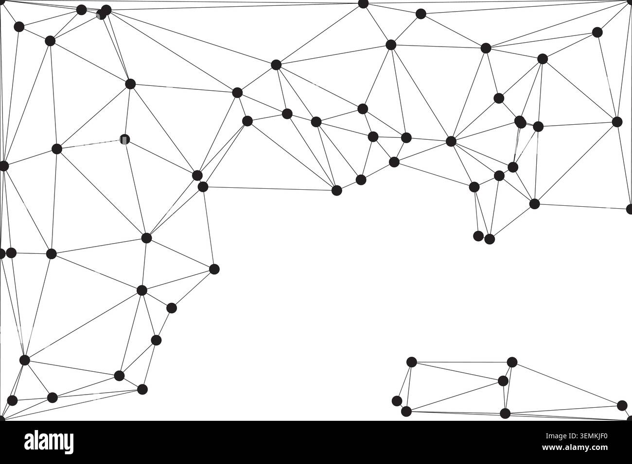 Complex network structure with many interconnected dots and lines. Abstract web design. Digital connections concept for technology or science. Stock Vector