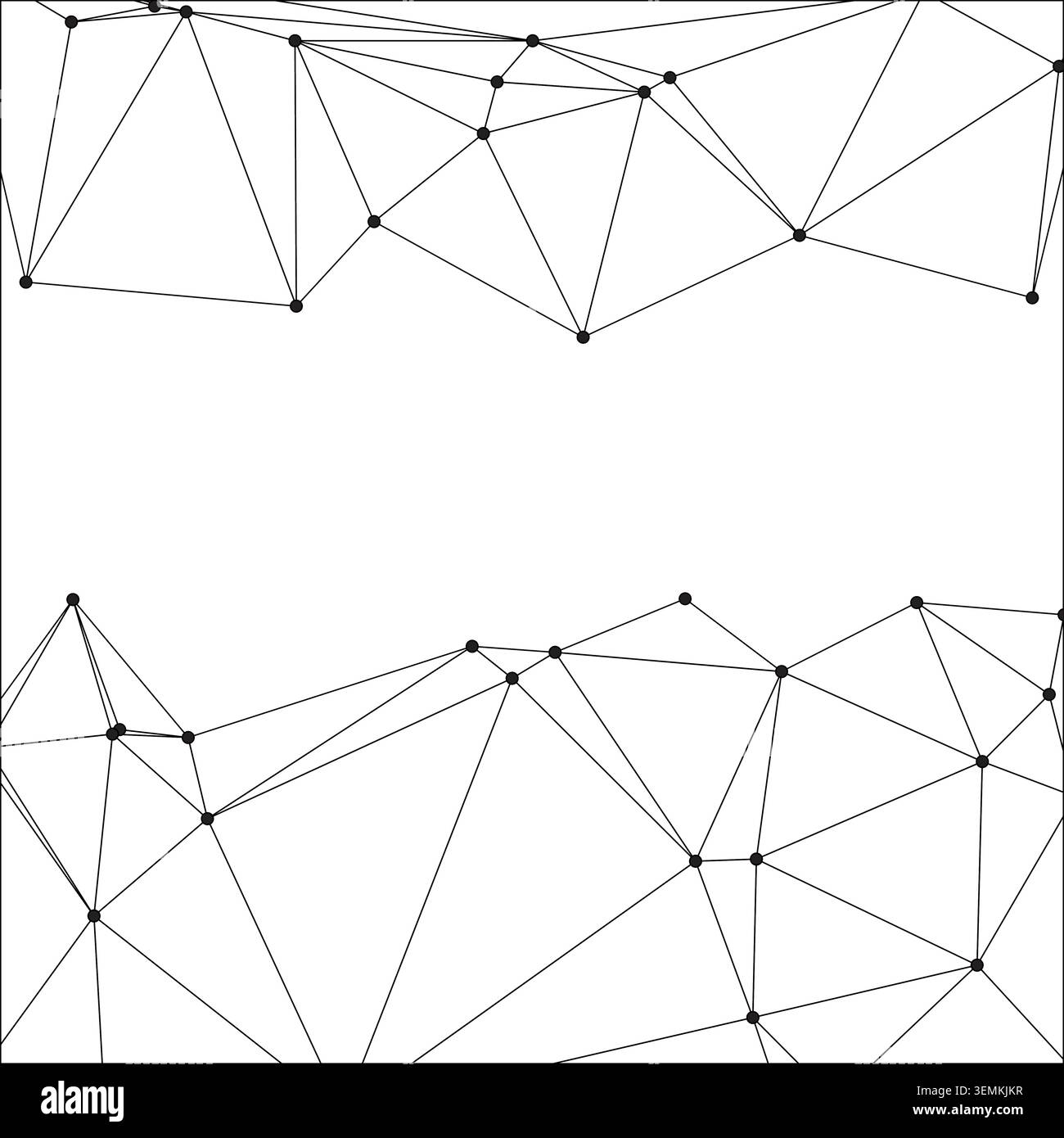 Abstract technological design showing connectivity and structural integrity. Vector art featuring sharp angles and black points. Clean futuristic back Stock Vector