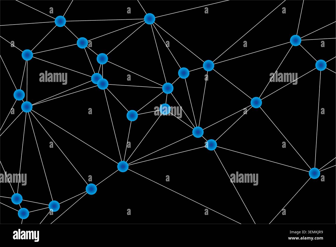 Creative digital art piece depicting complex system of links and circles. Modern tech background representing machine learning and neural networking f Stock Vector