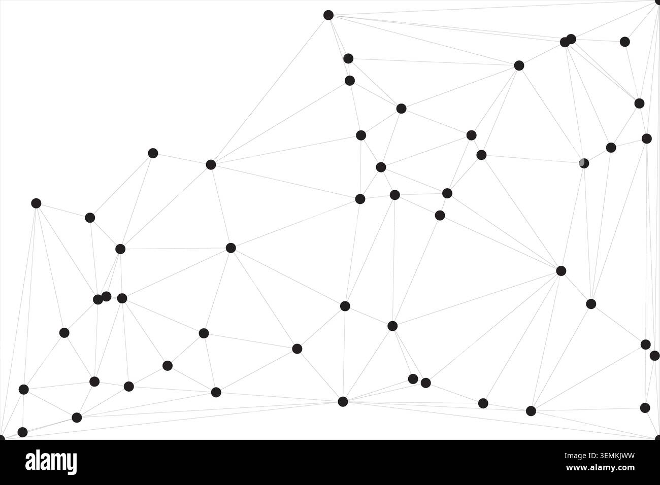 Minimalist digital illustration featuring complex connection web of points and lines. Modern technical concept for data visualization and communicatio Stock Vector