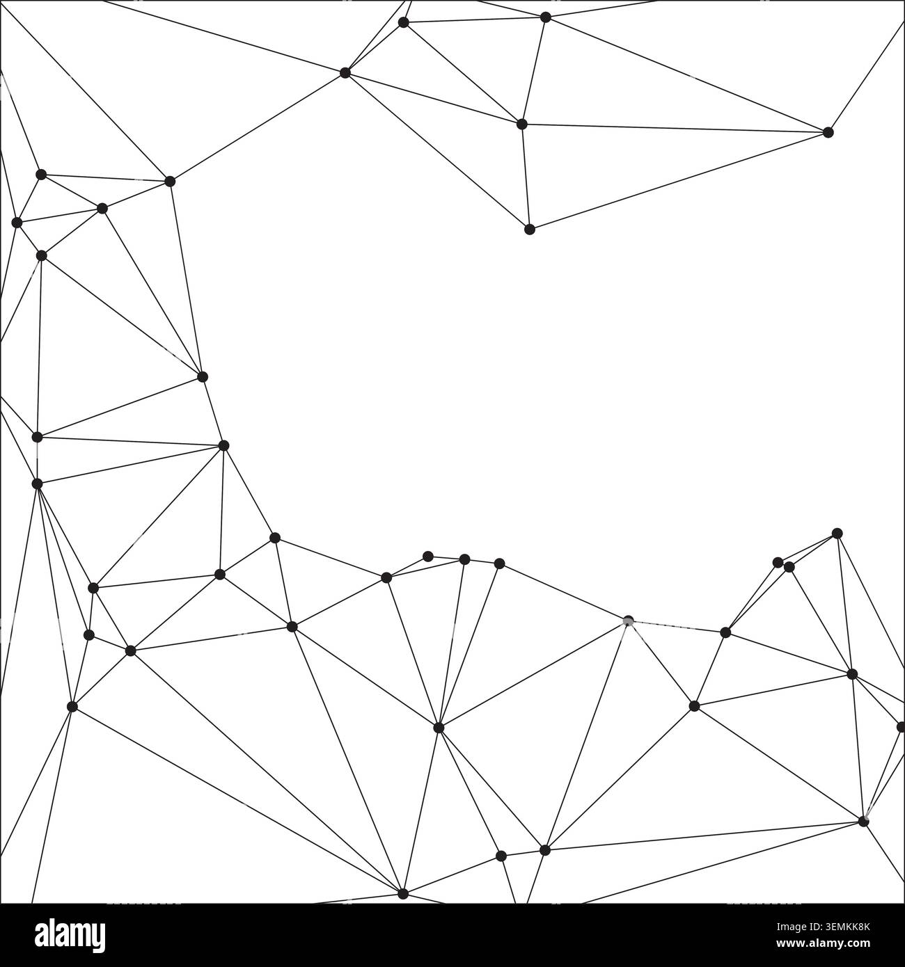 Abstract geometric connection. Black dots and lines forming a web-like network structure. Clean and modern digital art. Stock Vector