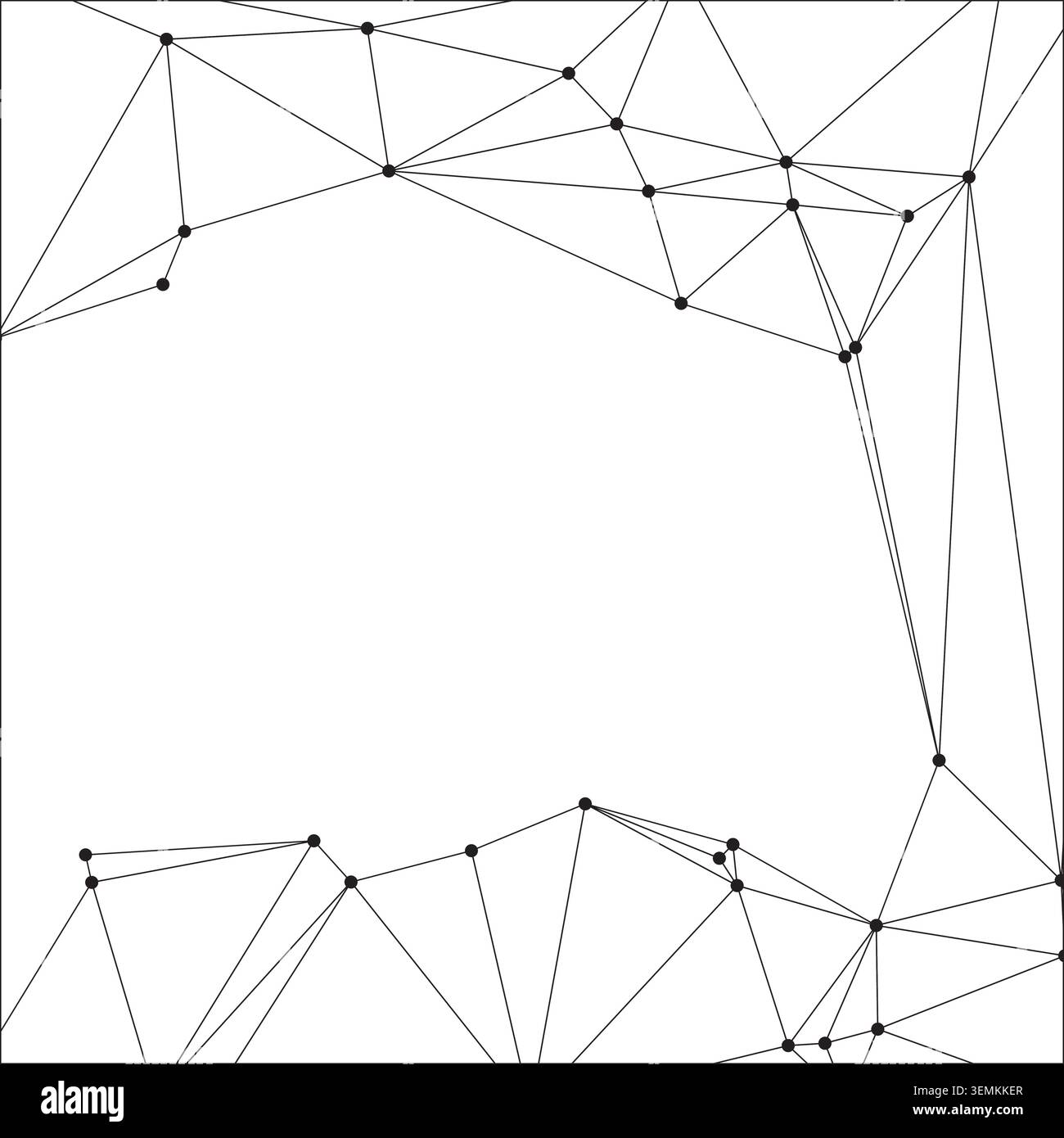 An abstract geometric framework with connected points and lines forms an open space on a white backdrop, ideal for showcasing content within a modern, Stock Vector