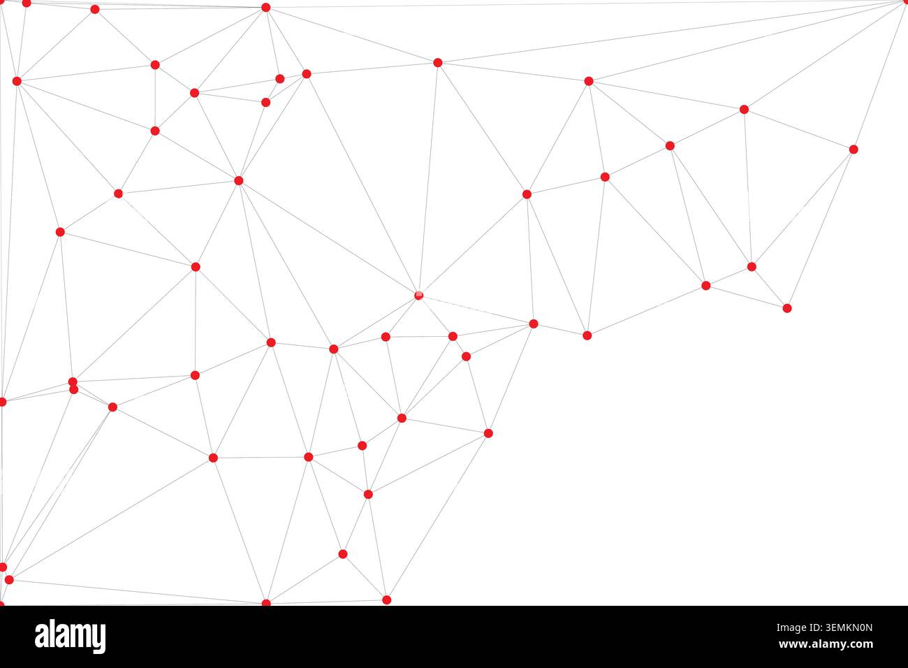 Red abstract network, connecting points, geometric pattern, data visualization, technology background, clean white space, modern design Stock Vector