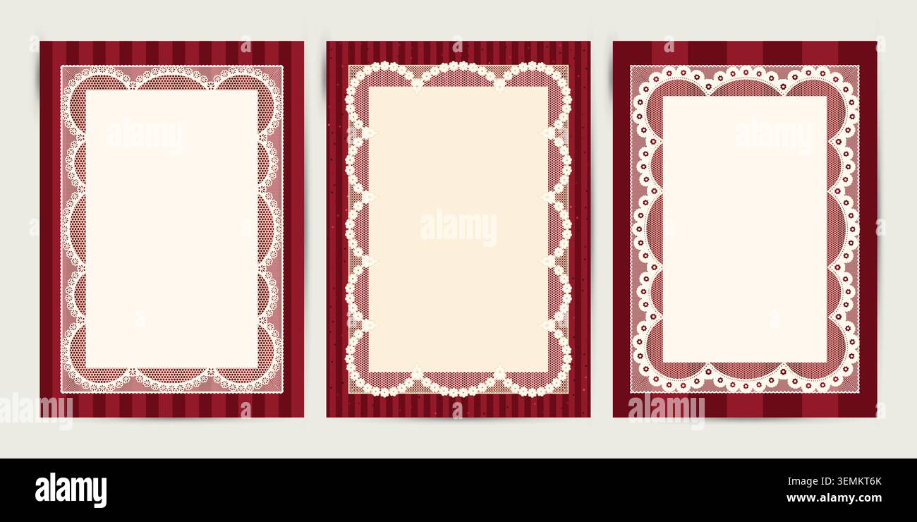 Elegant Lace Mesh Frames. Card or invitation Vector design Stock Vector