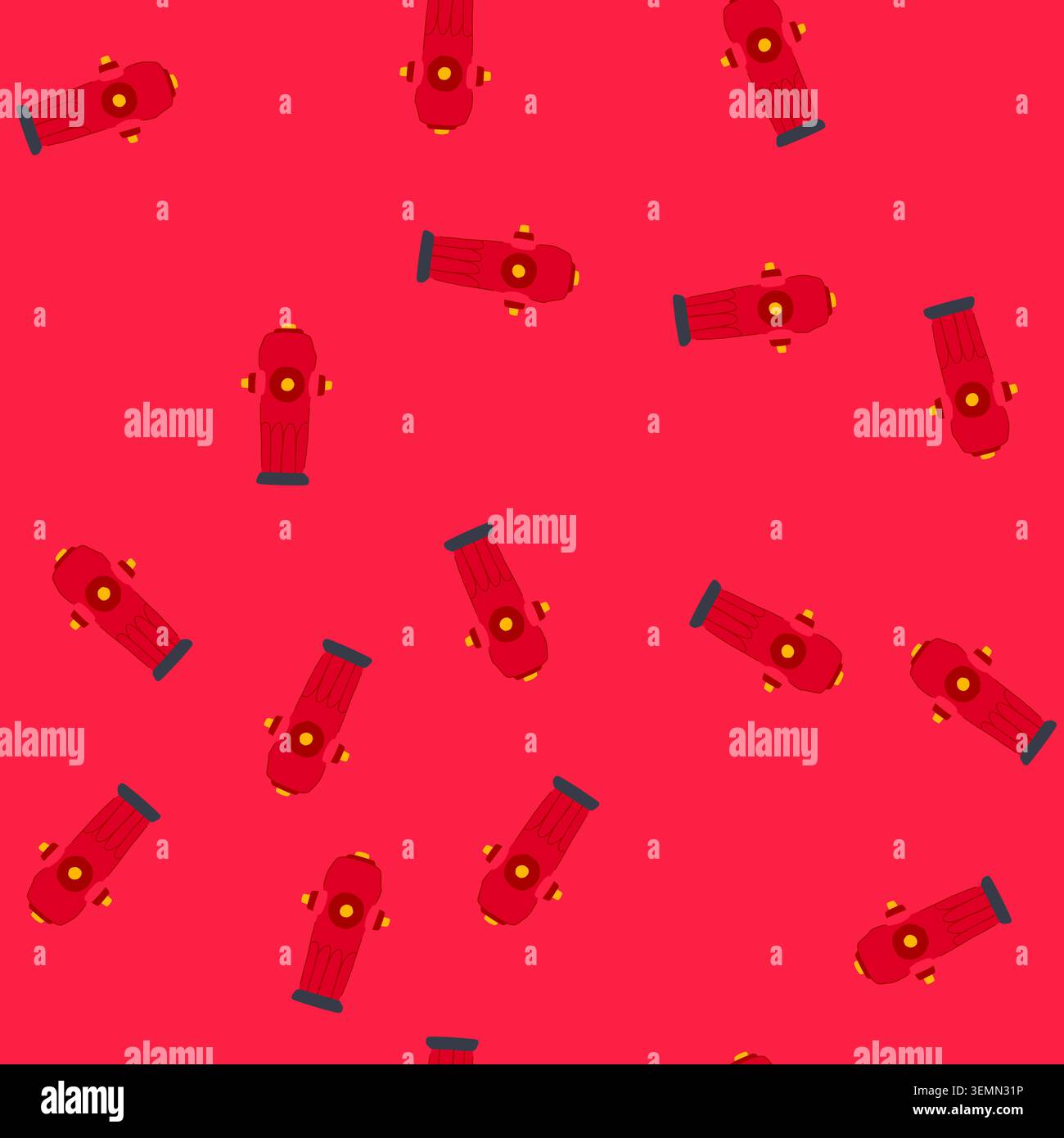 seamless pattern safety fire hydrant cartoon vector Stock Vector