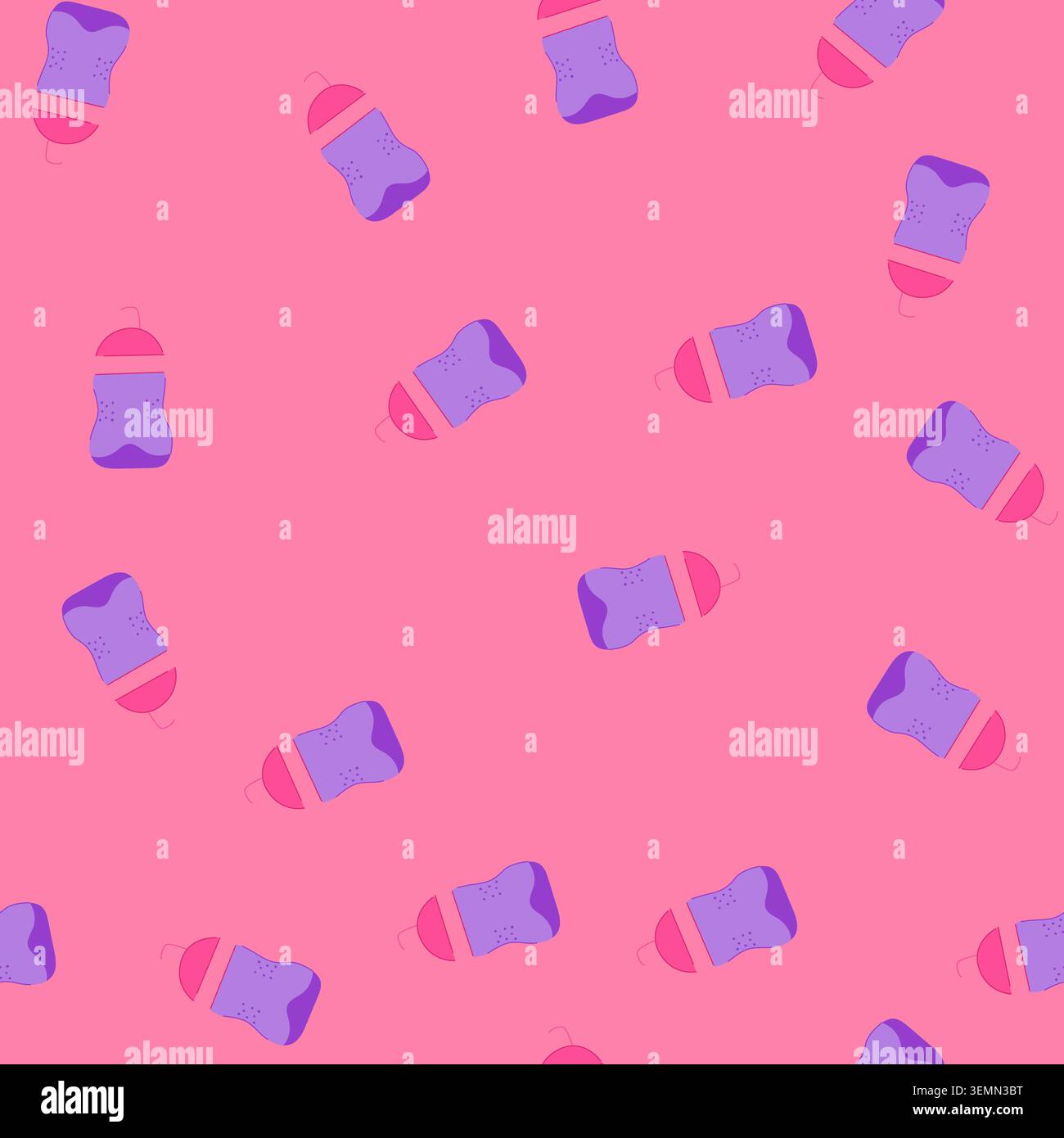seamless pattern training sippy cup cartoon vector Stock Vector