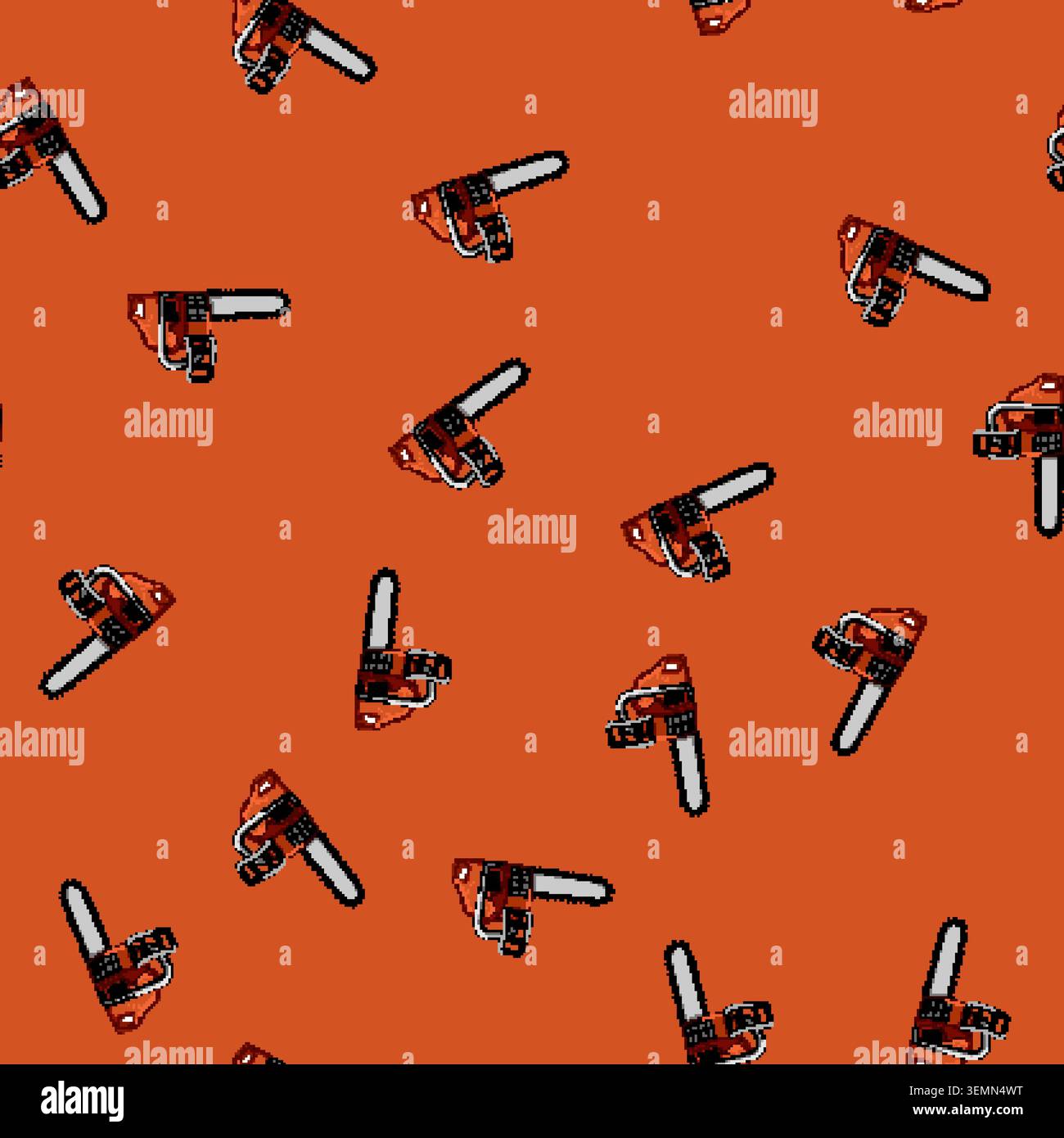seamless pattern climber chainsaw cartoon vector Stock Vector