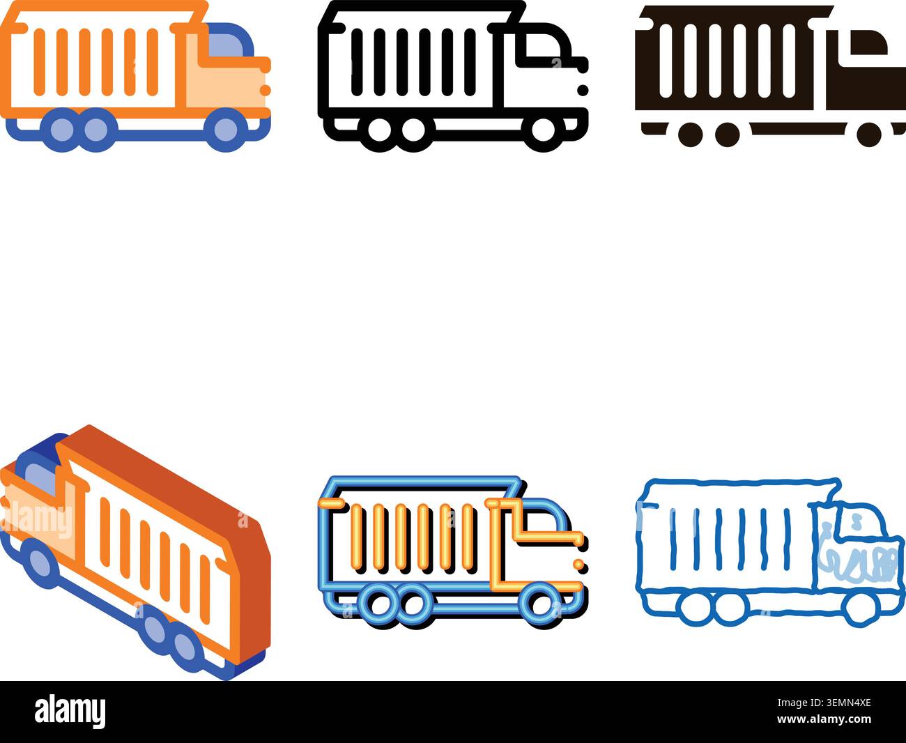 agricultural styles cargo truck vector thin line icon Stock Vector