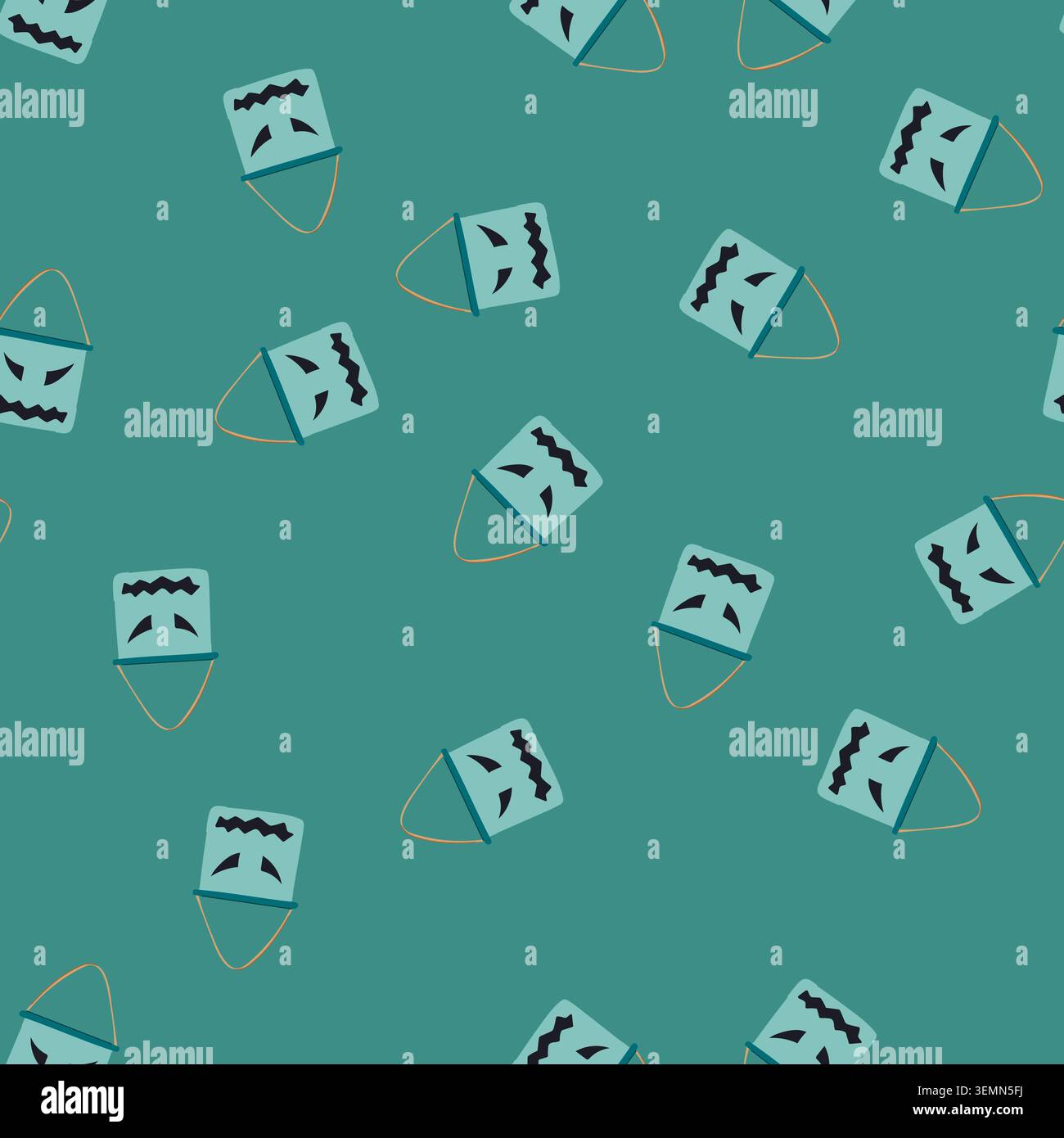 seamless pattern trick halloween bucket cartoon vector Stock Vector