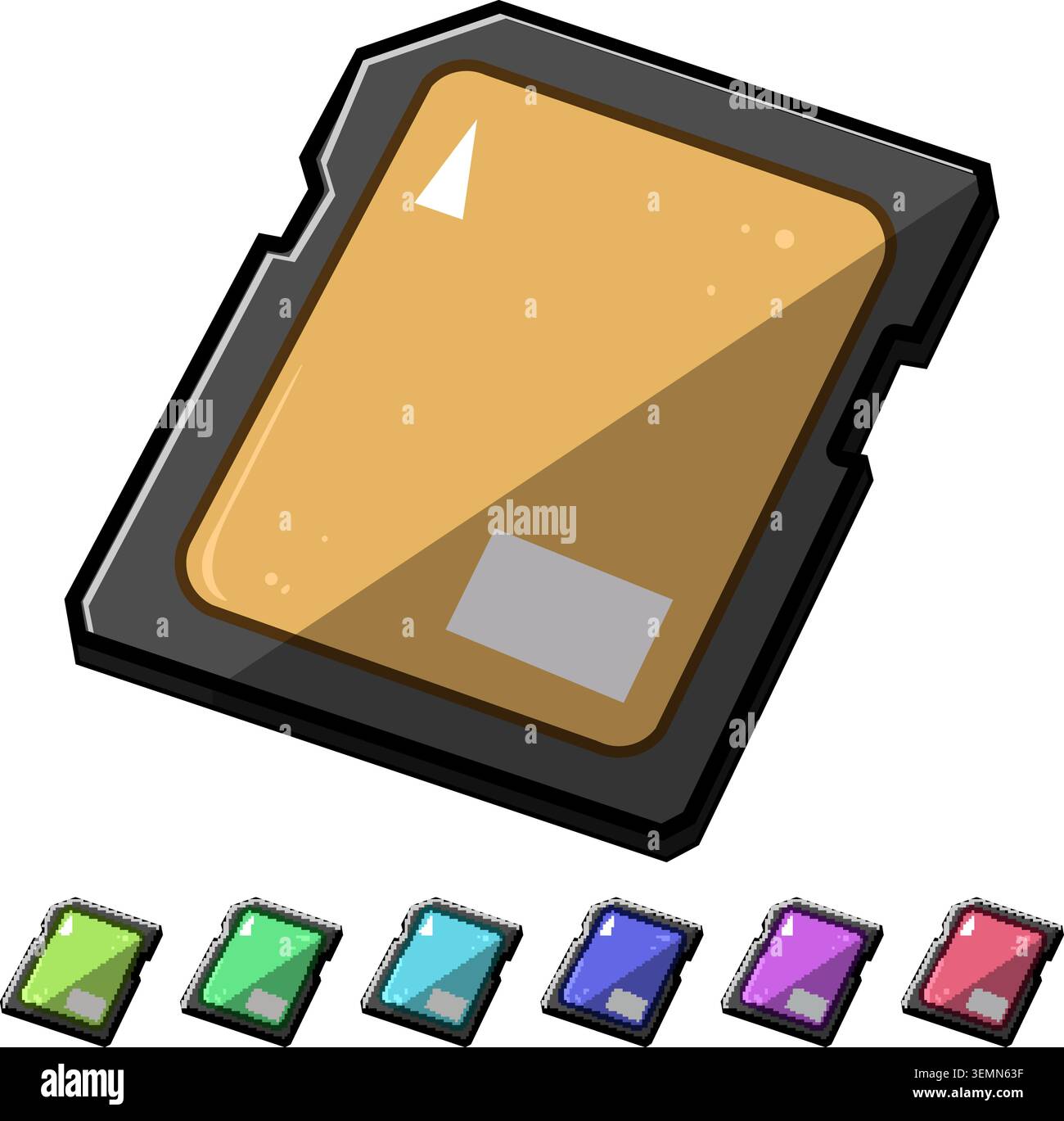 capacity sd card cartoon vector graphic Stock Vector