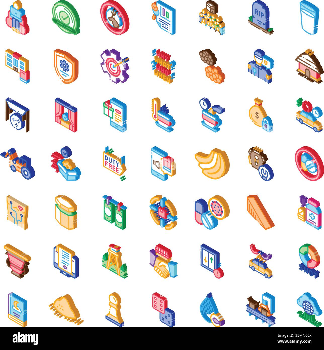 Isometric icons collection representing various concepts Stock Vector
