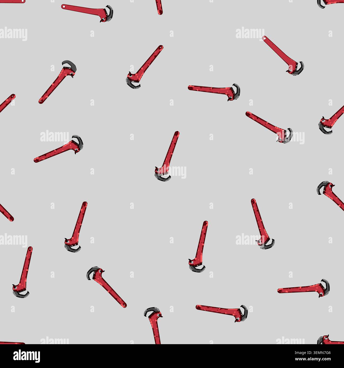 seamless pattern maintenance pipe wrench cartoon vector Stock Vector