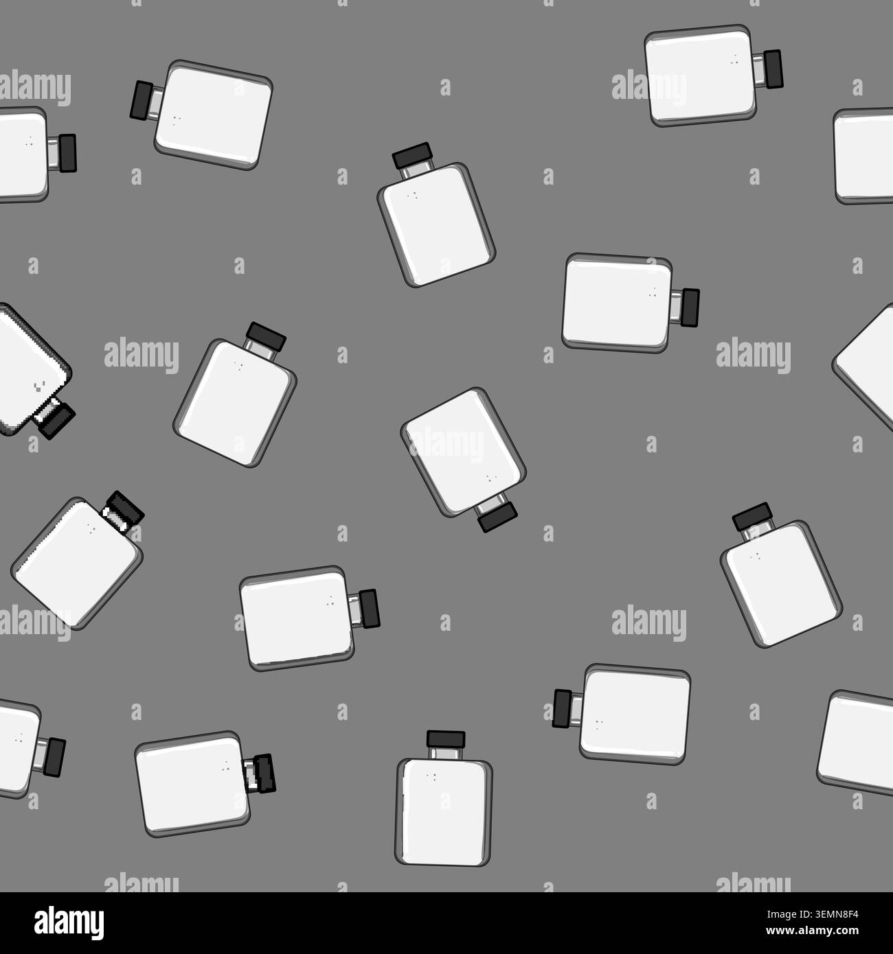 seamless pattern bottle flask alcohol cartoon vector Stock Vector